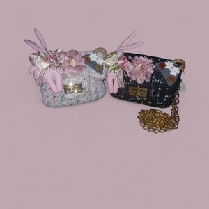 Floral Embellished Womens/little Girls Bags - Pink and Black